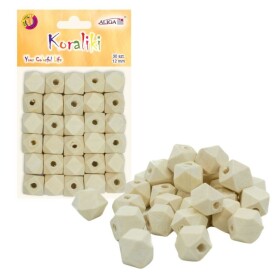 Korálky dřevěné 12mm, 30ks - přírodní