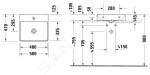 DURAVIT - DuraSquare Umyvadlo na desku, 500x470 mm, bez přepadu, s otvorem pro baterii, DuraCeram, bílá 2353500071