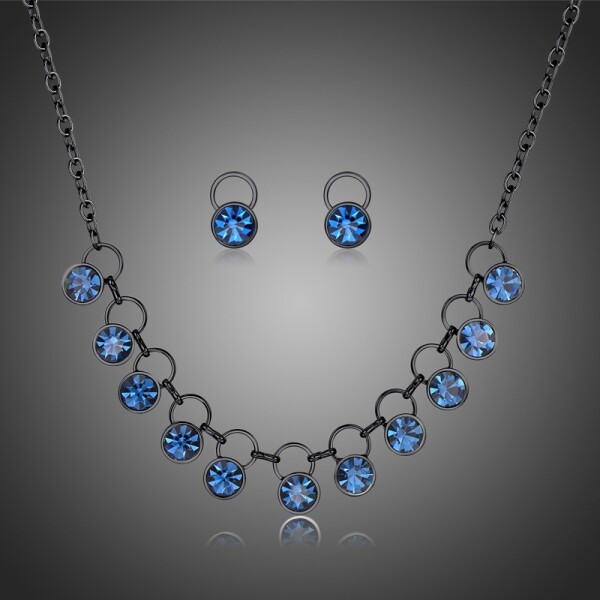 Souprava náhrdelníku a náušnic Swarovski Elements Salvia, Tmavě modrá 44 cm + 5 cm (prodloužení)