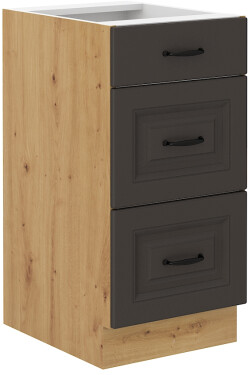 Spodní skříňka Stilo 40 D 3S BB - Premium Box Barva korpusu: Dub artisan, Barva dvířek: Grafit