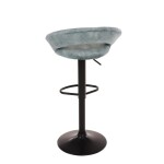 Židle barová, modrá sametová látka, černá podnož