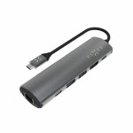 FIXED 6-portový hliníkový USB-C HUB Pro pro notebooky a tablety šedá / 2x USB / 2x USB-C / RJ45 / HDMI (FIXHU-P-GR)