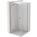 MEXEN/S - Mist H T sprchový kout dveře křídlové levá 95 x 95, transparent, měď kartáčovaná 8A5T-095-095-65-00-L