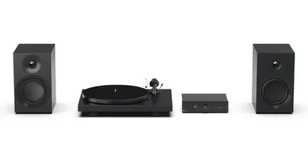 Pro-Ject Colourful Audio System E Satin Black / All-in-one Hi-Fi systém s gramofonem (9pcasesb)