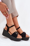 Dámské Sandály Na Klínu S Přezkou Černé Liniella 39