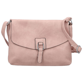 Trendy dámská koženková crossbody kabelka Derika, růžová