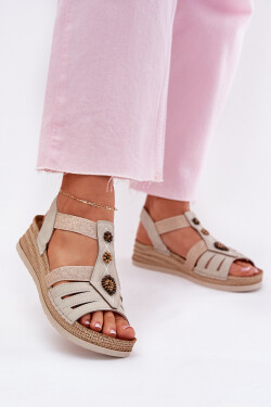 Dámské Sandály Na Klíně S Ozdobami Světle Béžové Inblu RV000015 37