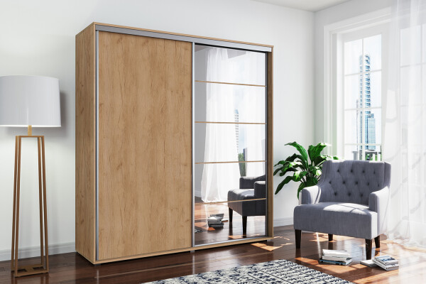 Šatní skříň Ska A21 XL Barva korpusu: Dub - Craft zlatý, Rozměry: 125 cm, Dveře: Dub - Craft zlatý