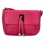 Módní malá dámská kožená crossbody Victorien, tmavě růžová