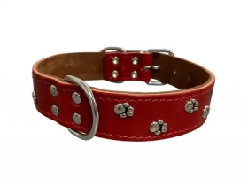 Huhubamboo BONNY kožený obojek červená / Obojek pro psy / 55 cm (352797)