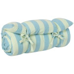 Ib Laursen Bavlněná matrace Linus Green Blue stripes 70 x 190 cm, modrá barva, krémová barva, textil