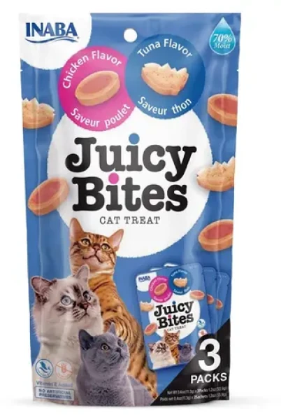 Inaba Juicy Bites kuře a tuňák / Pamlsky pro kočky / 3 x 11 g / bez obilovin
