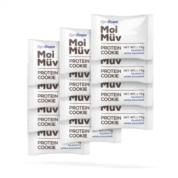 MoiMüv Protein Cookie - GymBeam (borůvka bílá čokoláda, 12 x 75 g) (48406-10-čučoriedka-bielačokoláda-12x75g)