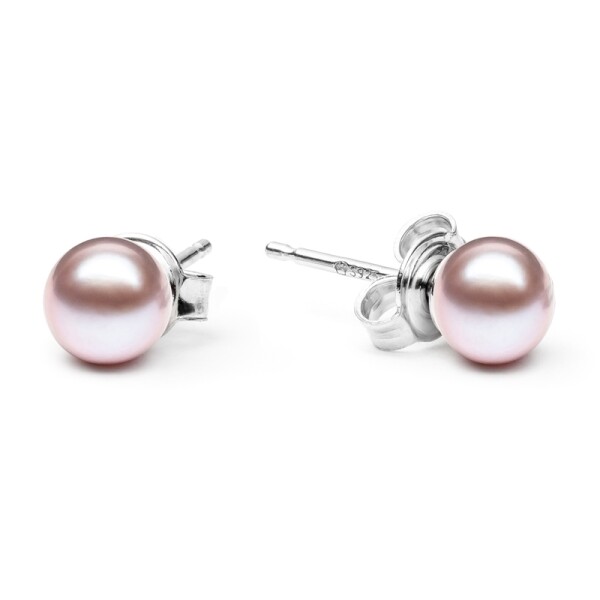 Náušnice s levandulovou 5.5-6 mm perlou Chloe II, stříbro 925/1000, Levandulová
