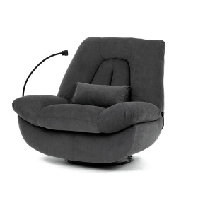 Polohovací křeslo, elektrické zabudované ovládání, šedá, látka, TV-7081 GREY2