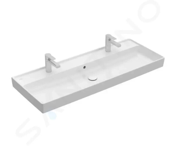 VILLEROY & BOCH - Collaro Umyvadlo nábytkové 1200x470 mm, s přepadem, 2 otvory pro baterii, CeramicPlus, Stone White 4A33C4RW