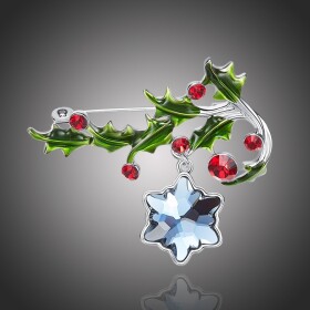 Vánoční brož Swarovski Elements Benedetta - vánoční větvička, Barevná/více barev