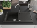 MEXEN - Leo granitový dřez 1 s odkapávačem 900x500 mm, černá / zlatá kovová 6501901010-75