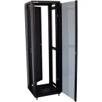 XtendLan 42U/800x800 černá / Stojanový rozváděč / 19" / skleněné dveře / plná záda (ECO-42U-88-BLACK-S)