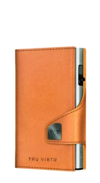 TRU VIRTU Click Slide Vegan Bio Apple Walnut/Silver / Peněženka / RFID ochrana / veganská kůže / 12 karet (24106000404)