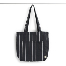HAY Taška Tote Outdoor Market M Black / Beige stripe, černá barva, textil