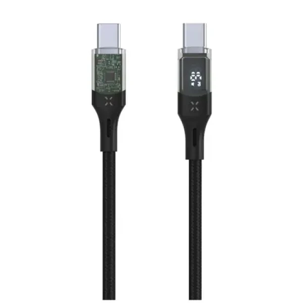 FIXED Kabel s displejem USB-C/USB-C PD 1.2m USB 2.0 100W černý (FIXDD-CC12-BK)