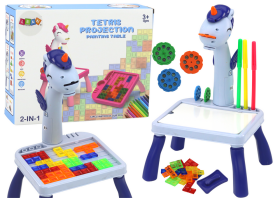 Mamido Mini projektor stolek Tetris 2v1 jednorožec modrý