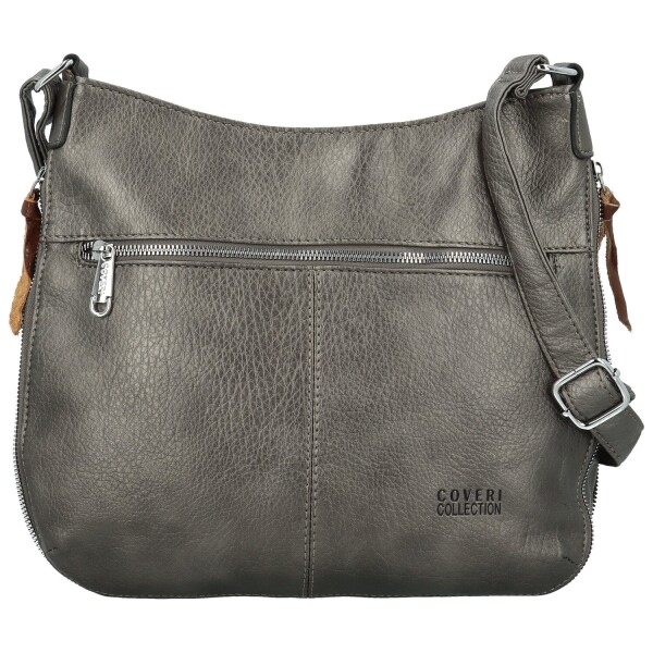 Módní dámská koženková crossbody kabelka Coveri Kisha, stříbrná