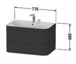 DURAVIT - Happy D.2 Plus Skříňka s umyvadlem 48x78x49 cm, 2 zásuvky, bílá vysoký lesk HP4637O2222