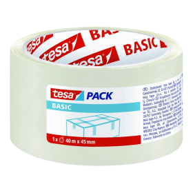 Tesa balicí páska BASIC, 40 m x 45 mm, PP, transparentní - 6ks