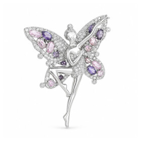 Brož Swarovski Elements víla baletka Rosalie, Stříbrná