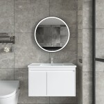 Erga Olivia, kulaté LED zrcadlo 70cm, černý kovový rám, 1610 lm, 6500K, přední osvětlení, ERG-V01-202-7070-BK