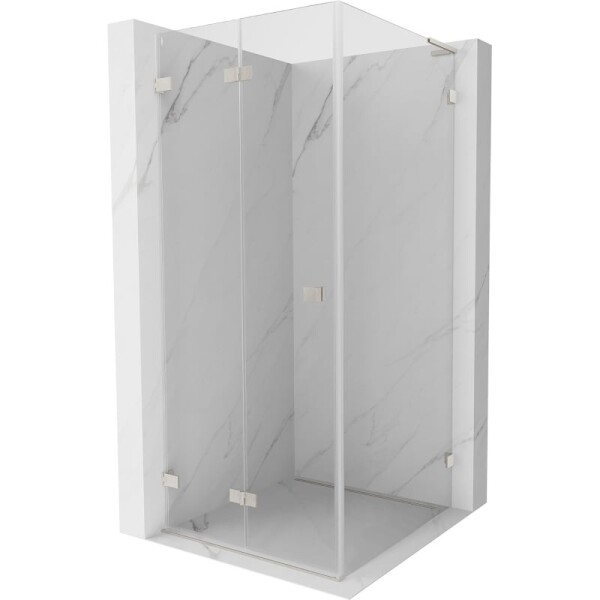MEXEN/S - Lunar-F L sprchový kout skládací dveře levá 90 x 90, transparent, nikl kartáčovaný 836L-090-090-97-00-L