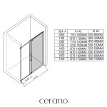 CERANO - Sprchové posuvné dveře Lantono L/P - 8 mm - Soft-Close - černá matná, transparentní sklo - 160x195 CER-432058