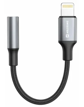 SWISSTEN TEXTILE Audio adaptér Lightning - 3.5mm Jack 0.15m černá (73502313)