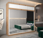 Šatní skříň Abi T3 s nástavcem Barva korpusu: Černá, Rozměry: 150 cm, Dveře: Černá