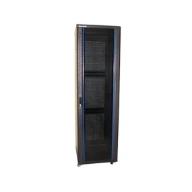 XtendLan 47U/600x1000 černá / Stojanový rozváděč / 19" / skleněné dveře / perforovaná záda (TELCO-47U-610-BLACK-P)