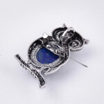 Kovová brož / přívěsek - Sova s lapisem lazuli - starostříbrná - 51 × 29 mm - 1 ks