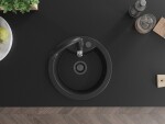 MEXEN/S - Diego granitový dřez 1-miska včetně baterie Savita, černá/stříbrná metalik 6512-73-672601-70-B