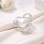 Stříbrná brož s 10 mm bílou perlou Faye - stříbro 925/1000, Stříbrná Bílá