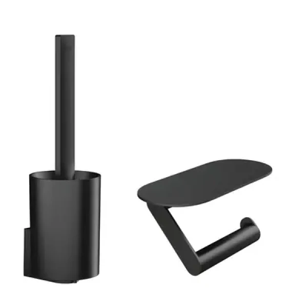 Rozbaleno - Hansgrohe Set doplňků pro WC matná černá / Sada koupelnových doplňků / Držák WC kartáče a toaletního papíru / rozbaleno (27969670.rozbaleno)