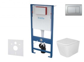 Kielle - Genesis Set předstěnové instalace, klozetu Arkas I, sedátka softclose a tlačítka Gemini III, matný chrom 30505SS35