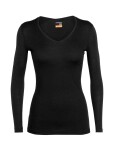 Dámské triko ICEBREAKER Wmns 200 Oasis LS V, Black/Snow/Stripe velikost: L