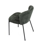 Židle jídelní, zelená látka, černé kovové nohy.