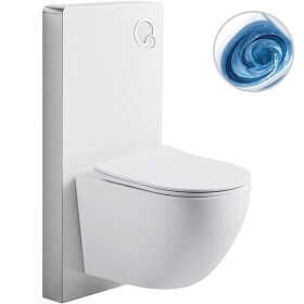 CERANO Kompletní WC set Modul/Cesso - bílá matná - integrované WC tlačítko - pneumatický modul - 49x36 cm - 979846