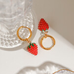 ELENYS Sweet Strawberry – pozlacené náušnice 18K žluté zlato