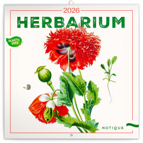 Nástěnný poznámkový kalendář 2026 NOTIQUE - Herbář, 30 x 30 cm