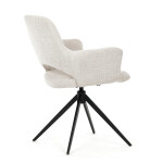 Židle jídelní, krémová látka, 360° vratný mechanismus, černý kov