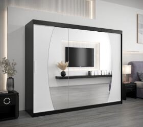 Šatní skříň Abi E0 Barva korpusu: Černá, Rozměry: 250 cm, Dveře: Bílá