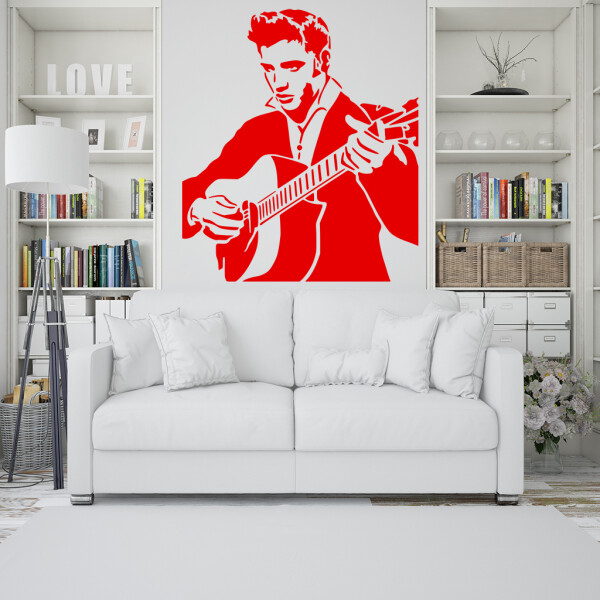 Samolepka Elvis Presley Barva: červená, Velikost: 80 x 76 cm